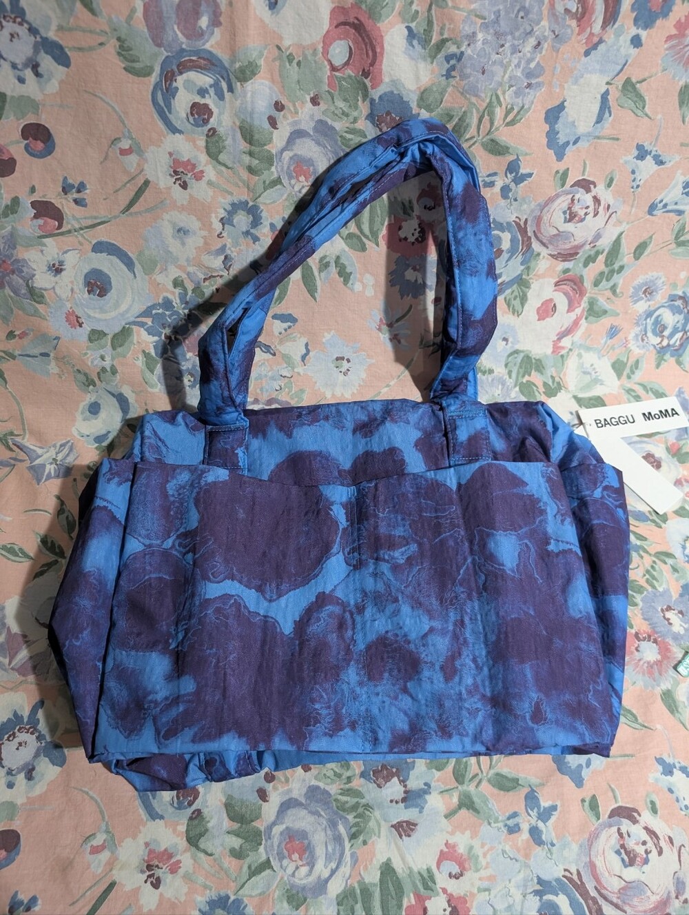 Baggu Ruth Asawa Small Cloud Carry On Bag Blue Floral Tote Bag Moma New